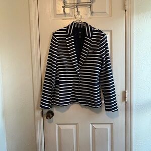 GAP Women's Striped Blazer - Black and White